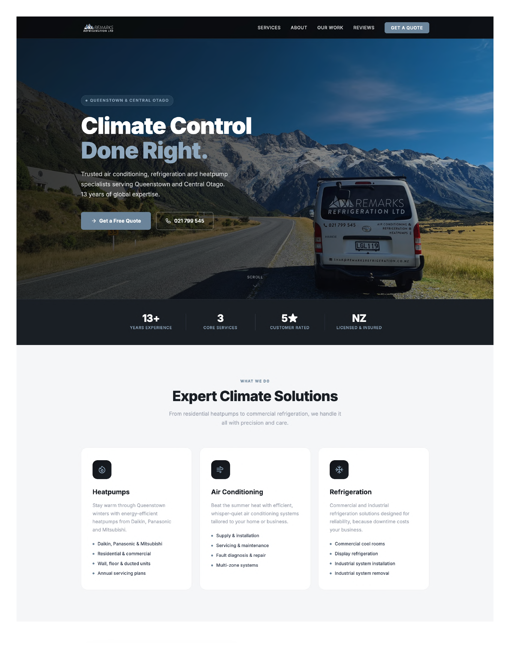 Custom website built by Remarkable Web for Remarks Refrigeration